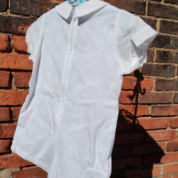 All White Linen Tuxedo Shorts w/ Suspenders Romper, Jacket & Bowtie Outfit 18mo - Picture 7 of 8